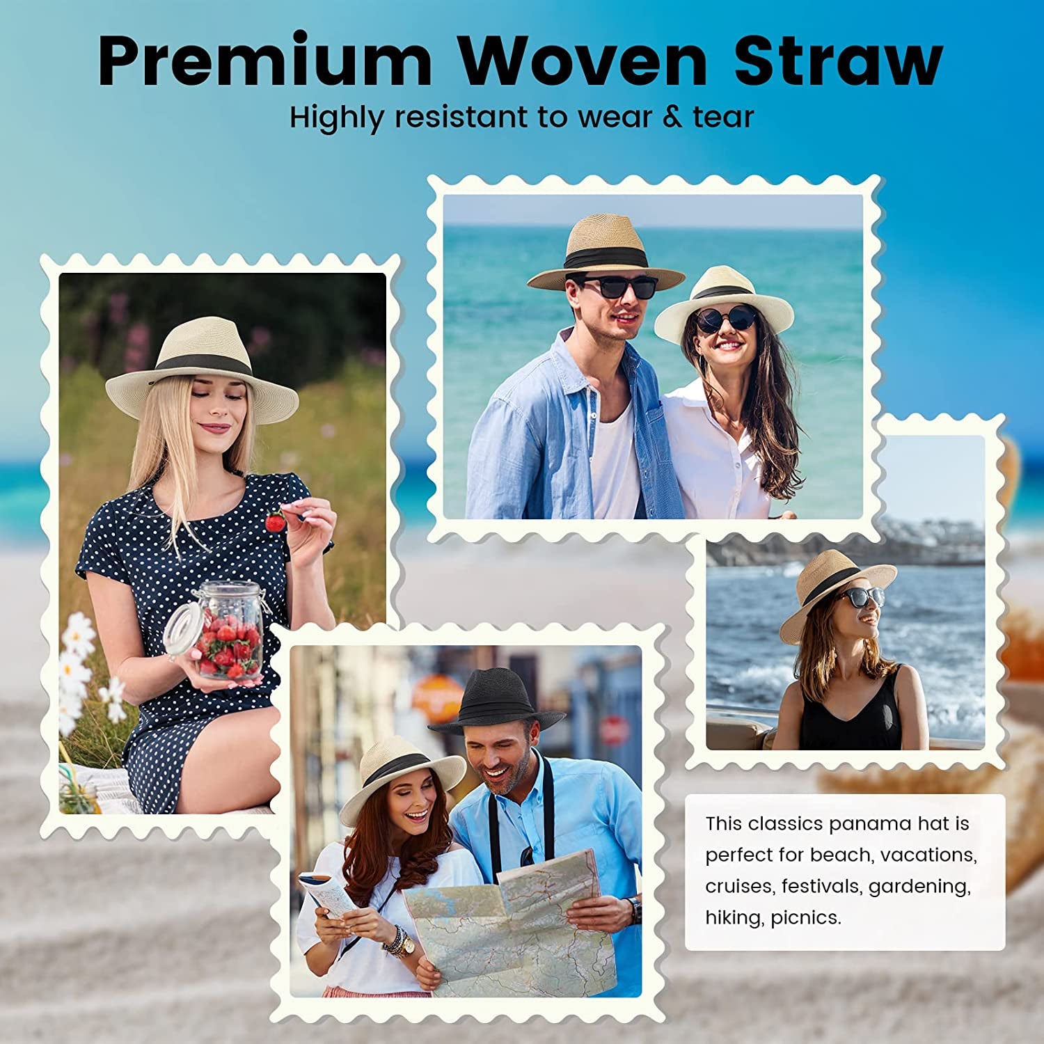 Simplicity Mens Women'S Wide Brim Straw Panama Sun Hat Apparel & Accessories > Clothing Accessories > Hats Simplicity   