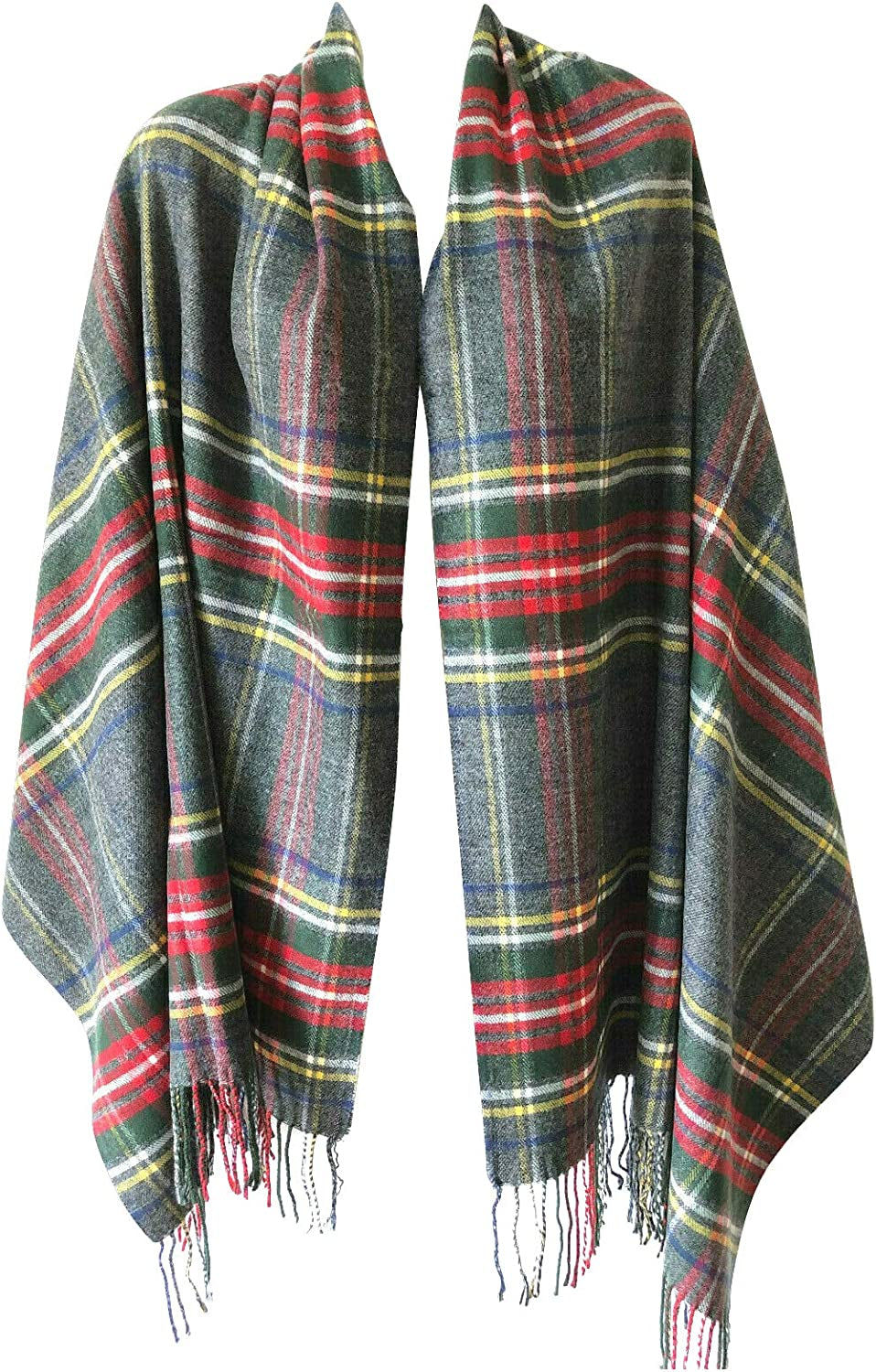 Women Oversized Scottish Clan Tartan Plaid Cashmere Feel Shawl Wrap Winter Scarf Apparel & Accessories > Clothing Accessories > Scarves & Shawls NY GOLDEN FASHION Heather Grey Mix  