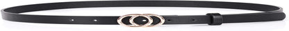 Double Ring Leather Belts for Women SANSTHS O-Style Gold Buckle Skinny Dress Belt 0.86 Inch Width for Jeans Pants Apparel & Accessories > Clothing Accessories > Belts SANSTHS A-black ( Gold Buckle ) Fit Pants Size 33-38Inch 