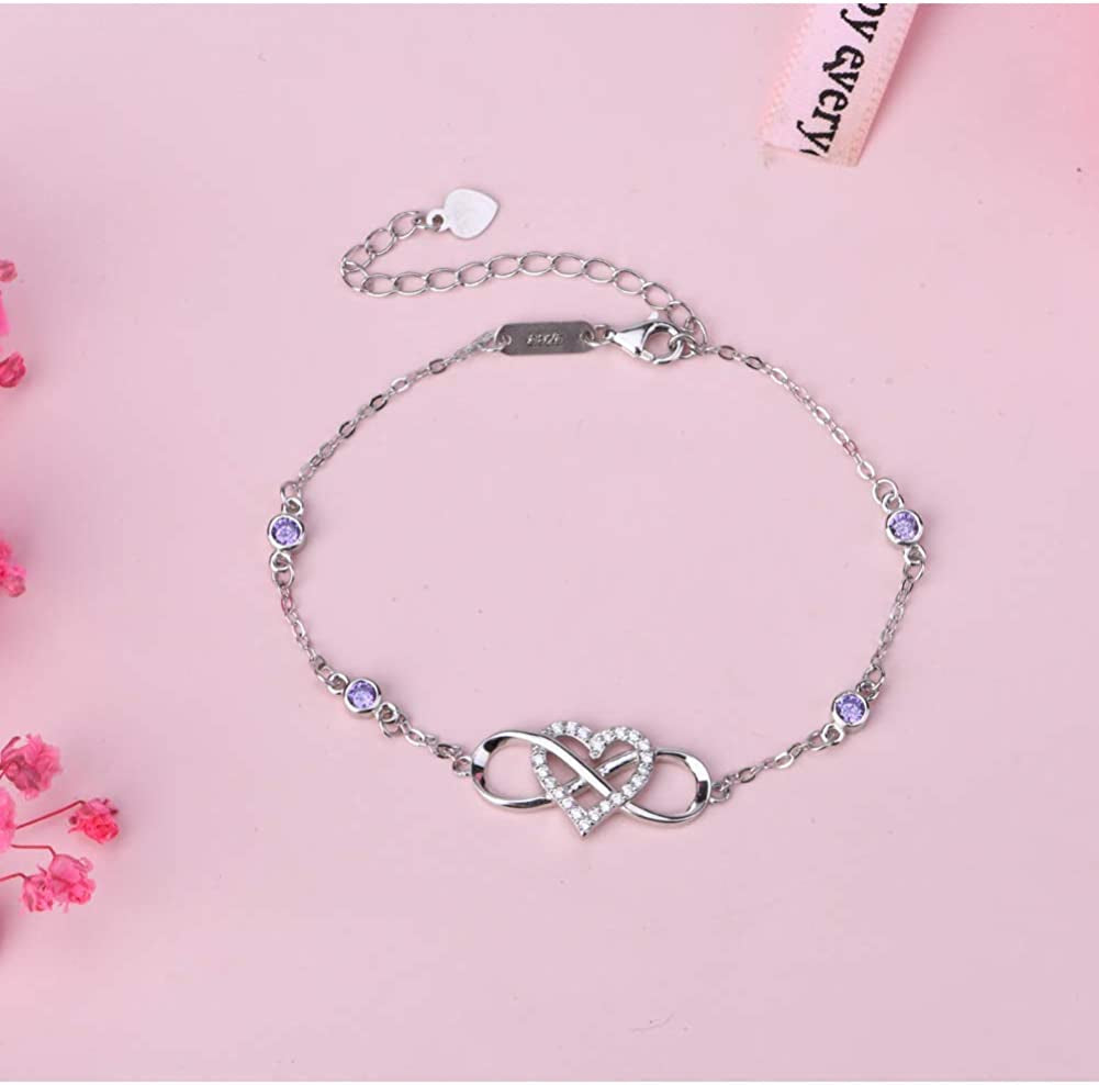 S925 Sterling Silver Ankle Bracelets for Women,Infinity Anklet with Heart Design Charm Jewelry,Gift for Women Mother Apparel & Accessories > Jewelry > Anklets Nieboa   