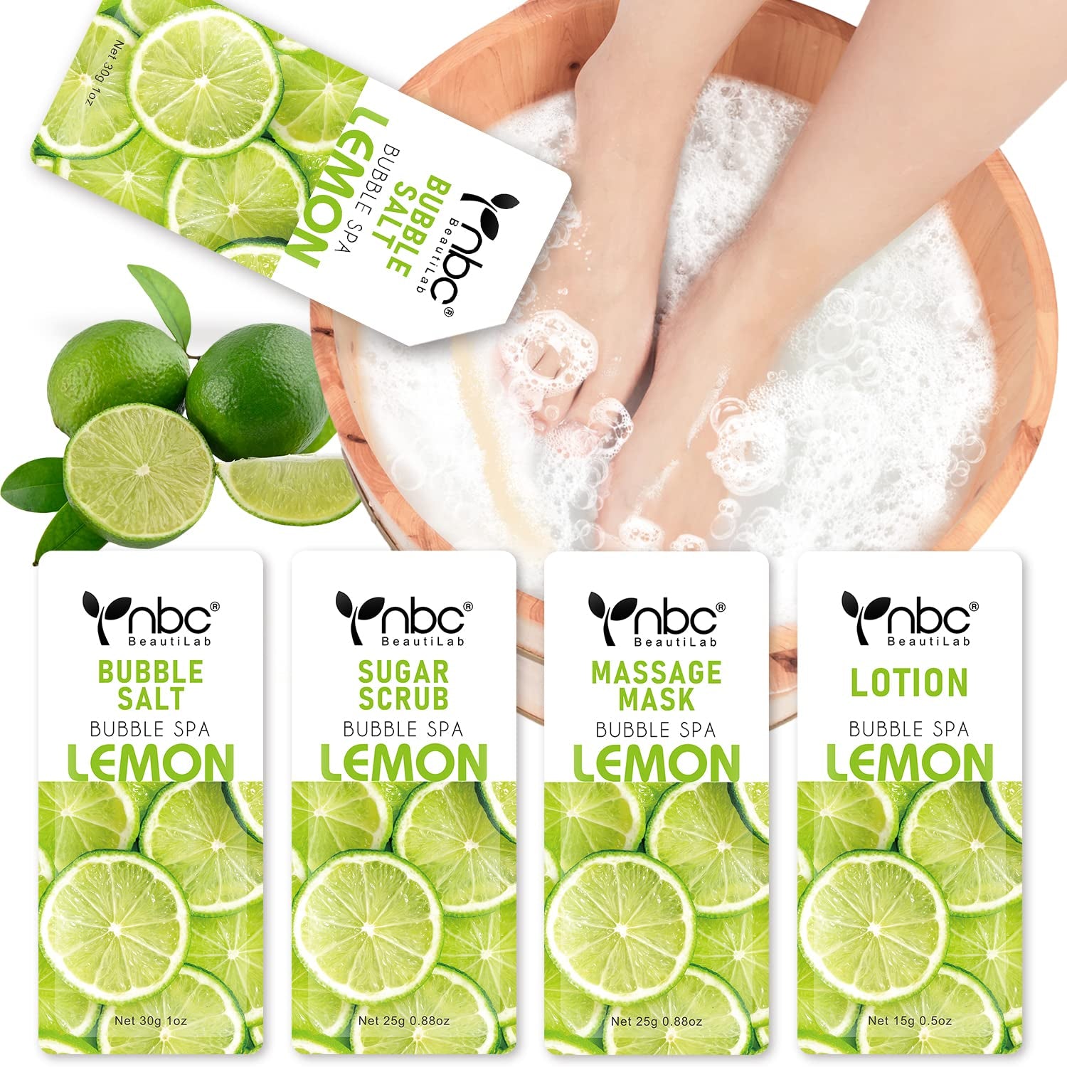 Foot Spa Pedicure Set, Home Foot Soak with Bath Salt, Foot Cream, Foot Scrubs, 4 in 1 Exfoliating Foot Care for Dry Cracked Feet, Make Baby Soft Feet Health & Beauty > Personal Care > Foot Care nbc BeautiLab 1 set lemon  