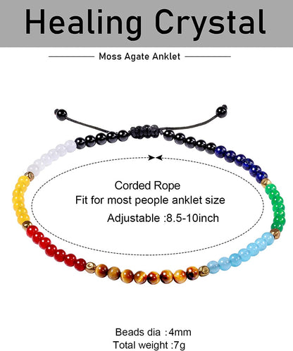 Jewever 7 Chakra Anklet Bracelet for Women Beach Foot Energy Healing Gemstone and Crystals Yoga Worry Stone Balancing Meditation Apparel & Accessories > Jewelry > Anklets Jewever   