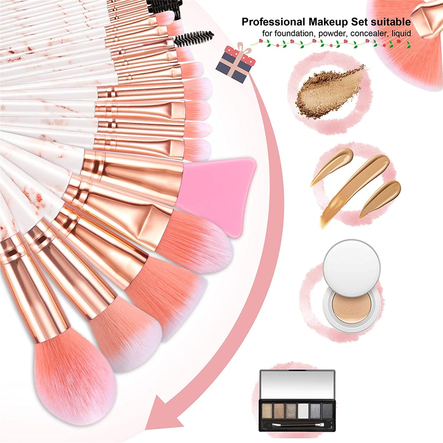 DUAIU Makeup Brushes 16PCS Marble Handle Professional Makeup Brushes Set with 4Pcs Makeup Sponge Blenders and 1 Brush Cleaner Foundation Brushes Eyeshadow Brush Lip Brush Set Make up Tool Health & Beauty > Personal Care > Cosmetics > Cosmetic Tools > Makeup Tools DUAIU   
