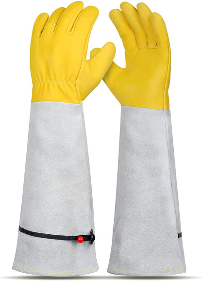Supersfel Gardening Gloves for Women/Men, Rose Pruning Thorn-Proof Gloves, with Adjustable Cuff and Durable Goatskin Leather, Comfy Breathable Long Sleeve Work Garden Gauntlet Gloves for Yard Work(M) Apparel & Accessories > Clothing Accessories > Gloves & Mittens Supersfel Gray Medium (Pack of 1) 