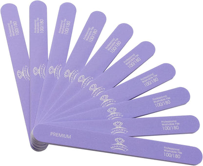 Makartt Nail File 100 180 Grit Emery Boards for Nails 10Pcs Nail Files Professional Washable Doubled Sides Nail File Kit for Manicure Pedicure Natural Acrylic Nails Coarse Nail File for DIY Salon Use Health & Beauty > Personal Care > Cosmetics > Cosmetic Tools > Nail Tools Makartt purple-100/180Grit  
