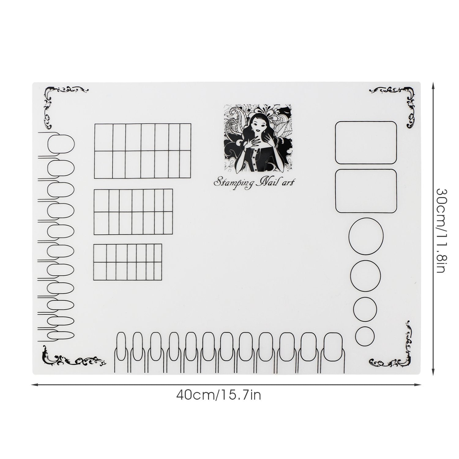 Segbeauty 2Pcs Acrylic Nail Mats, 16" Silicone DIY Nail Art Stamping Mats, Workspace Stamping Plate Manicure Mat, Nail Polish Coloring Practice Pad, Nail Sticker Trainer Guide Table Cover Palette Tool Health & Beauty > Personal Care > Cosmetics > Cosmetic Tools > Nail Tools Segbeauty   