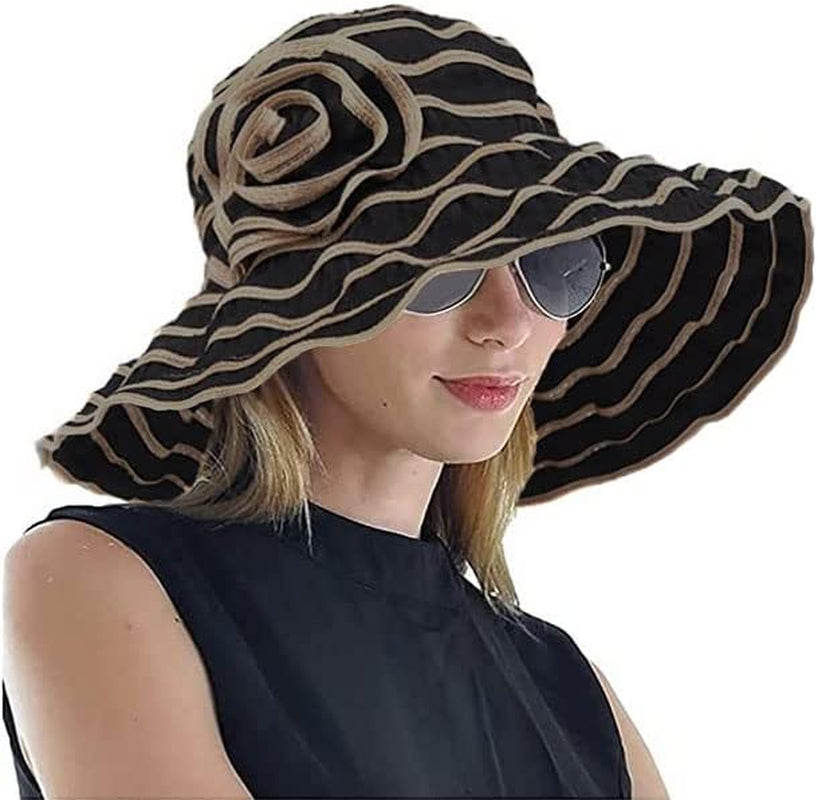 Women Folding Vintage Outdoor Sun Hats for Beach Garden Travelling UV Protection Apparel & Accessories > Clothing Accessories > Hats FORBUSITE Black  