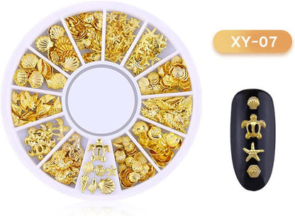 Ocean Nail Art Studs Gold Charms Summer Sea DIY Decoration Nail Art Sticker Tip Nail Sticker Sequins Colorful DIY Nail Art Decoration Tool (E) Health & Beauty > Personal Care > Cosmetics > Cosmetic Tools > Nail Tools LiPing   