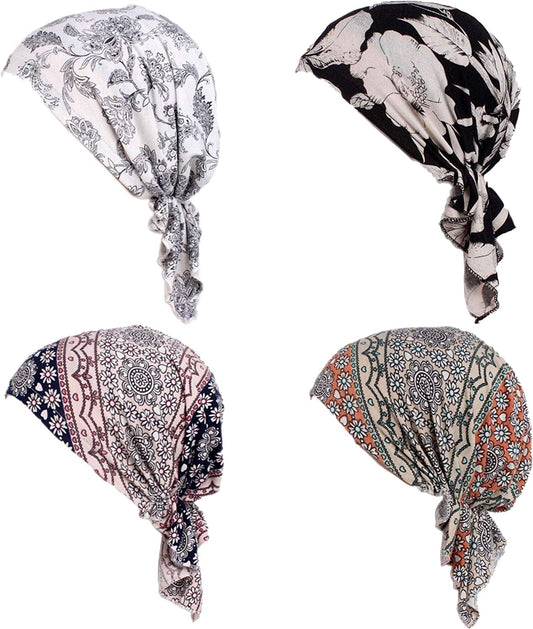 Women'S Comfort Head Scarf Headwear Chemo Beanie Scarves Coverings (4Pcs Mix) Apparel & Accessories > Clothing Accessories > Headwear Hcimooy   