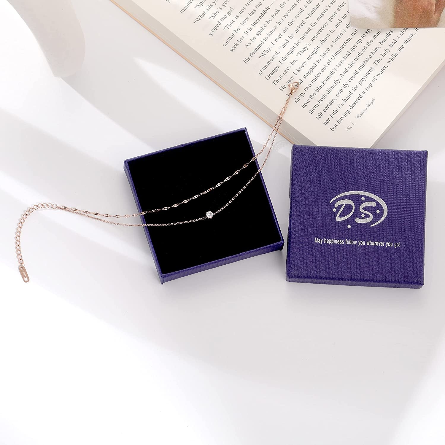 DS Simple Charm Anklet for Women Girls，14K Rose Gold Plating Beach Dainty Cute Tiny Adjustable Stainless Steel Ankle Bracelets Personalized Foot Chain Jewelry Gifts for Mom Wife Girlfriend ) Apparel & Accessories > Jewelry > Anklets DS   