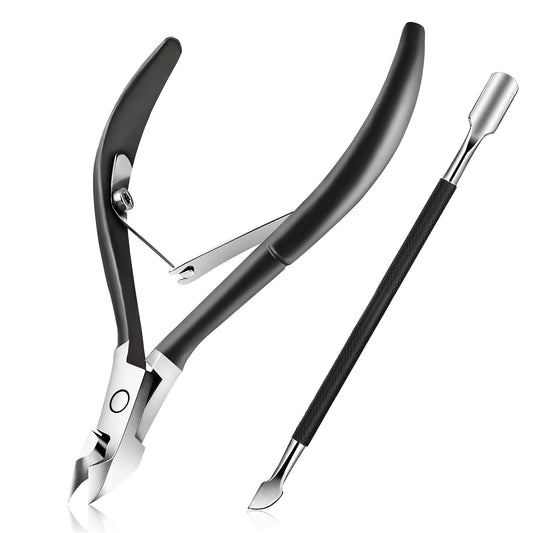 Cuticle Trimmer with Cuticle Pusher, Easkep Cuticle Remover Cuticle Nipper Professional Stainless Steel Cuticle Cutter Clipper Pedicure Manicure Tools for Fingernails and Toenails (D501-Black) Health & Beauty > Personal Care > Cosmetics > Cosmetic Tools > Nail Tools Easkep D501-Black  