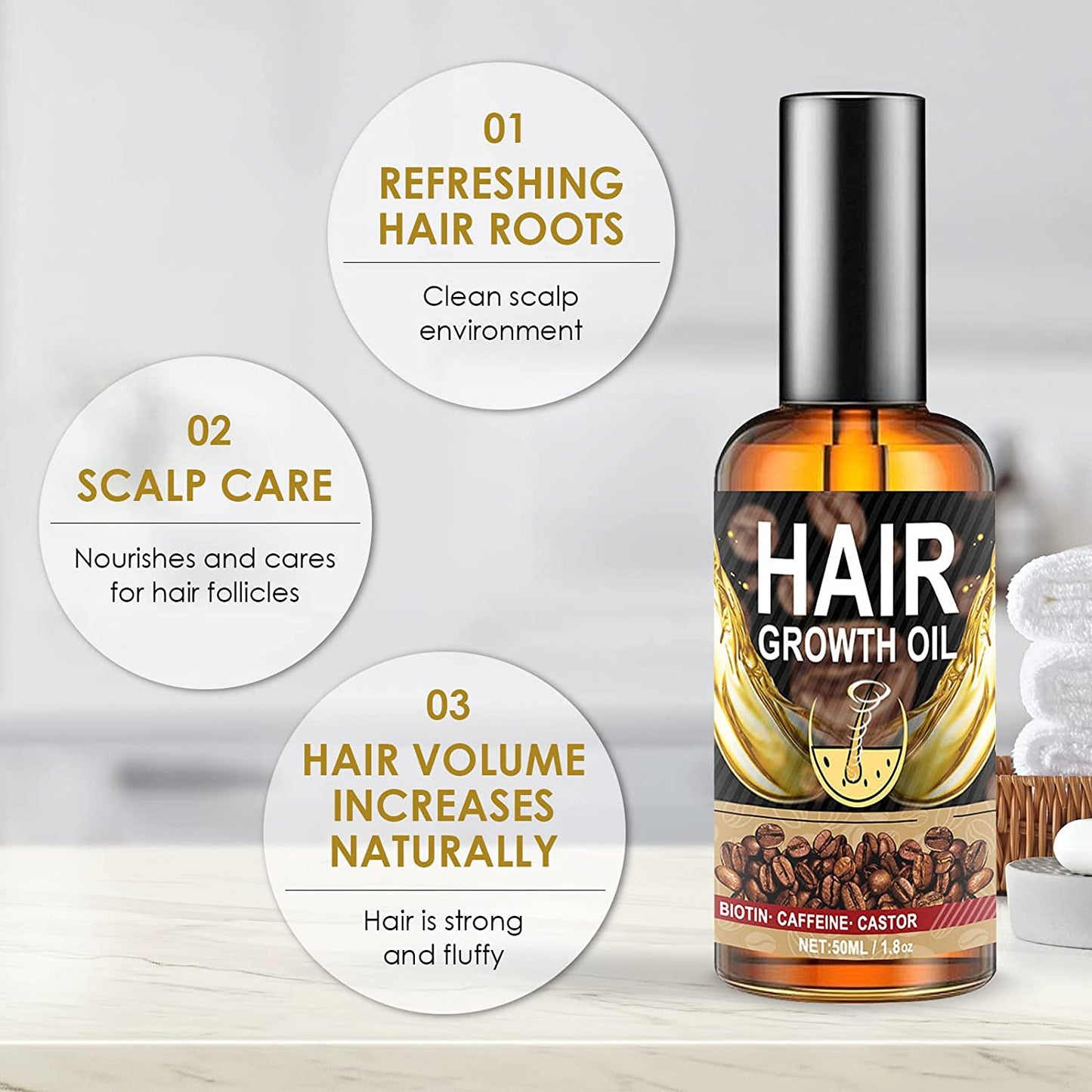 Hair Growth Oil with Biotin, Castor, and Caffeine - 99% Natural Hair Care Serum for Stronger, Thicker, Prevent Hair Loss, Promotes Hair Regrowth, Repairs Hair Follicles, Rid of Itchy and Dry Scalp, Stress Relief & Headaches-50Ml Health & Beauty > Personal Care > Hair Care CENNYO   