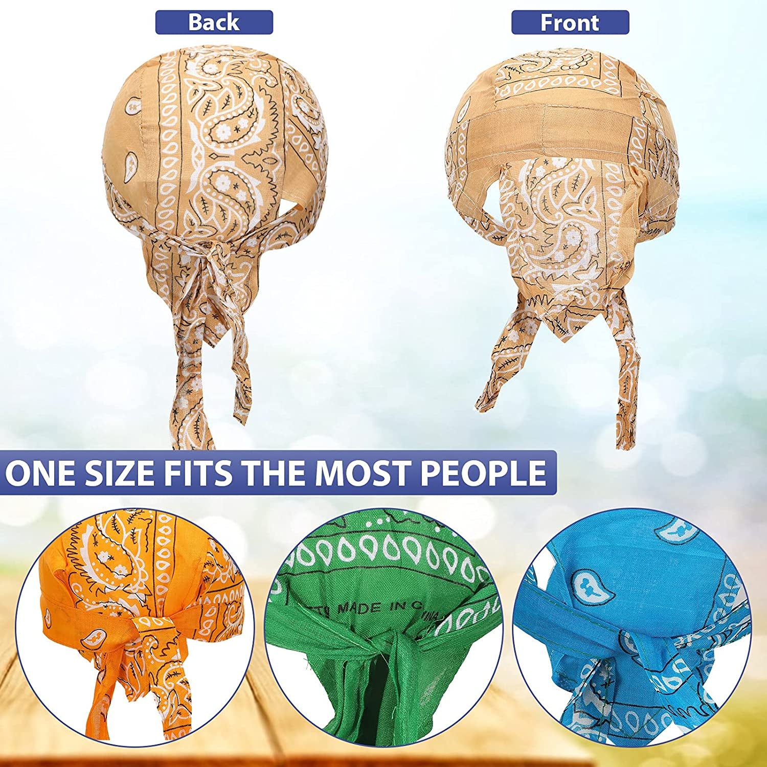 Huukeay 24 Pieces Do Rag Skull Caps Sweat-Wicking Beanie Cap Biker Skull Cap Paisley Bandana Cap Head Tie Cycling Cap Helmet Liner Skull Hat Quick-Drying Pirate Hats for Men Women, 24 Colors Apparel & Accessories > Clothing Accessories > Bandanas & Headties Huukeay   