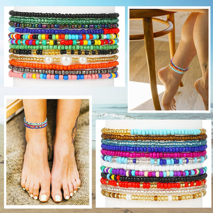 Beaded Evil Eye Anklets for Women Colorful Elastic Lucky Ankle Bracelet Hand-Woven Lucky Anklet Protection Anklet for Family Apparel & Accessories > Jewelry > Anklets Dalinner   