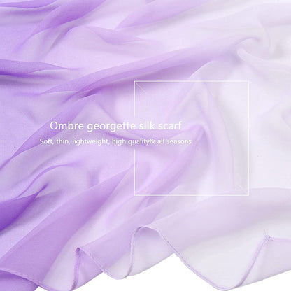 Ombre Silk Scarf Oblong Gradiente Scarves Lightweight Accent Scarfs for Women Apparel & Accessories > Clothing Accessories > Scarves & Shawls Yeieeo   