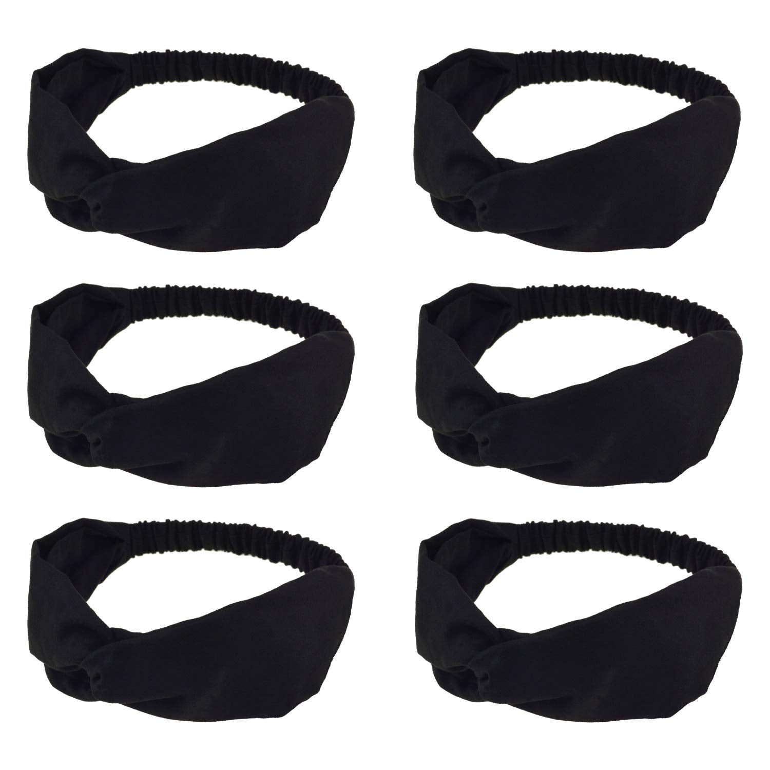 DRESHOW Twist Bow Wire Headbands Vintage Head Wrap Rabbit Ear Wired Hairbands Hair Holder Hair Accessory for Women and Girls 6 Pack Apparel & Accessories > Clothing Accessories > Bandanas & Headties DRESHOW 6 Pack Suede Black  