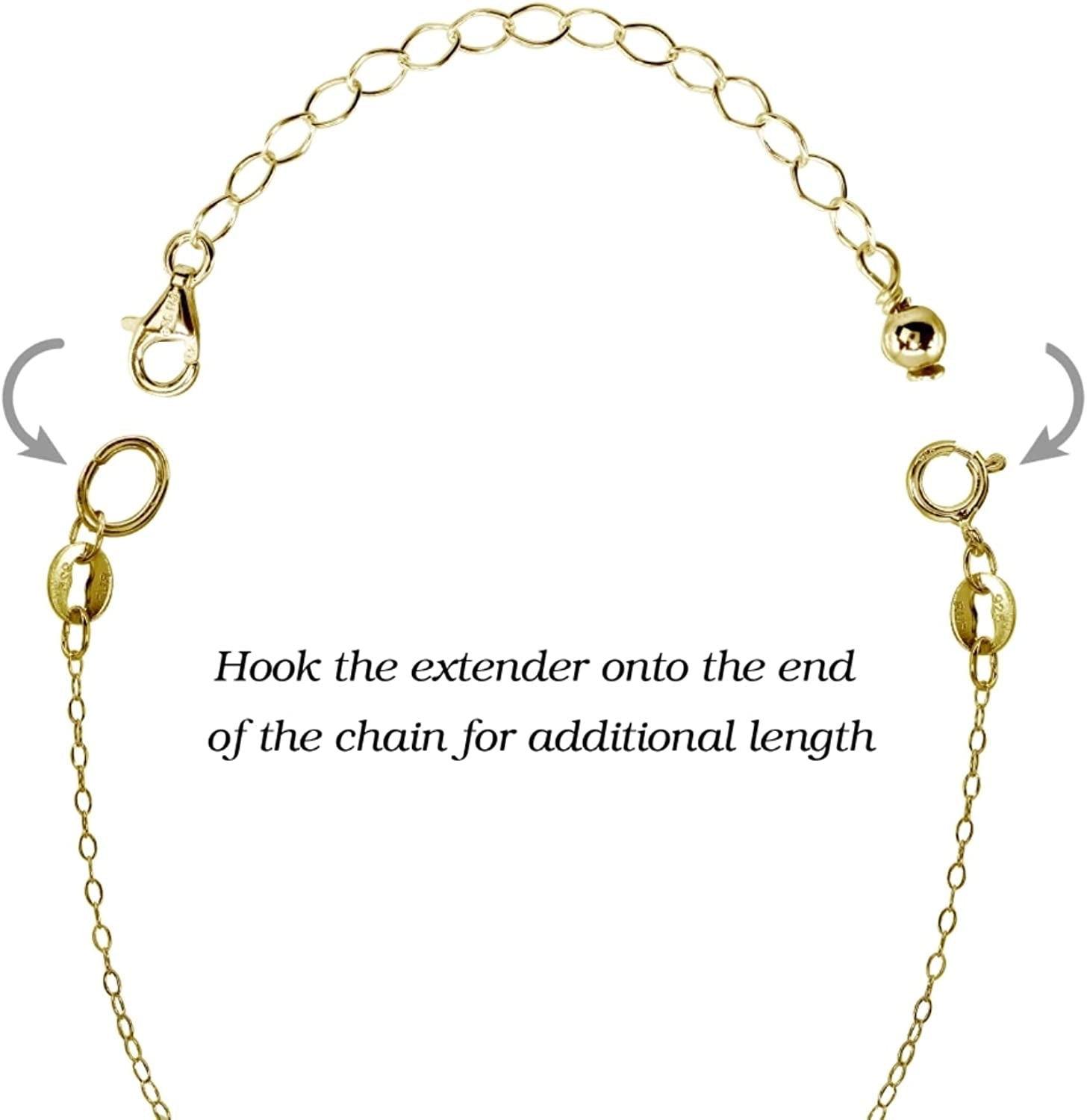 Sterling Silver Pendant Necklace Bracelet Anklet Chain Extenders for Women Men, 1" 2" and 4" Inches Apparel & Accessories > Jewelry > Anklets B. BRILLIANT   