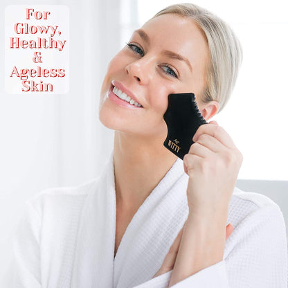 Gua Sha Facial Tool, Unique 7-Edge Guasha Tool for Face – Body Gua Sha Stone, Gua Sha Massage Tool - 3D Gua Sha Facial Tool - Face Stone Gua Sha Tool, Face Sculpting Tool, Bian Stone Gua Sha Comb Health & Beauty > Personal Care > Cosmetics > Cosmetic Tools > Skin Care Tools WITTY   