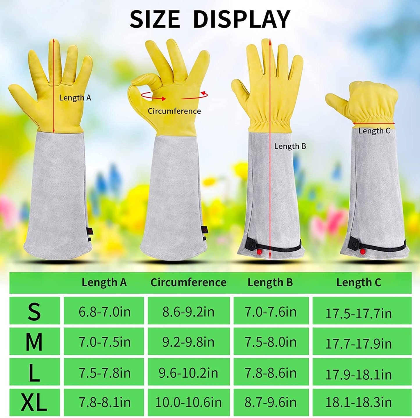 Supersfel Gardening Gloves for Women/Men, Rose Pruning Thorn-Proof Gloves, with Adjustable Cuff and Durable Goatskin Leather, Comfy Breathable Long Sleeve Work Garden Gauntlet Gloves for Yard Work(M) Apparel & Accessories > Clothing Accessories > Gloves & Mittens Supersfel   