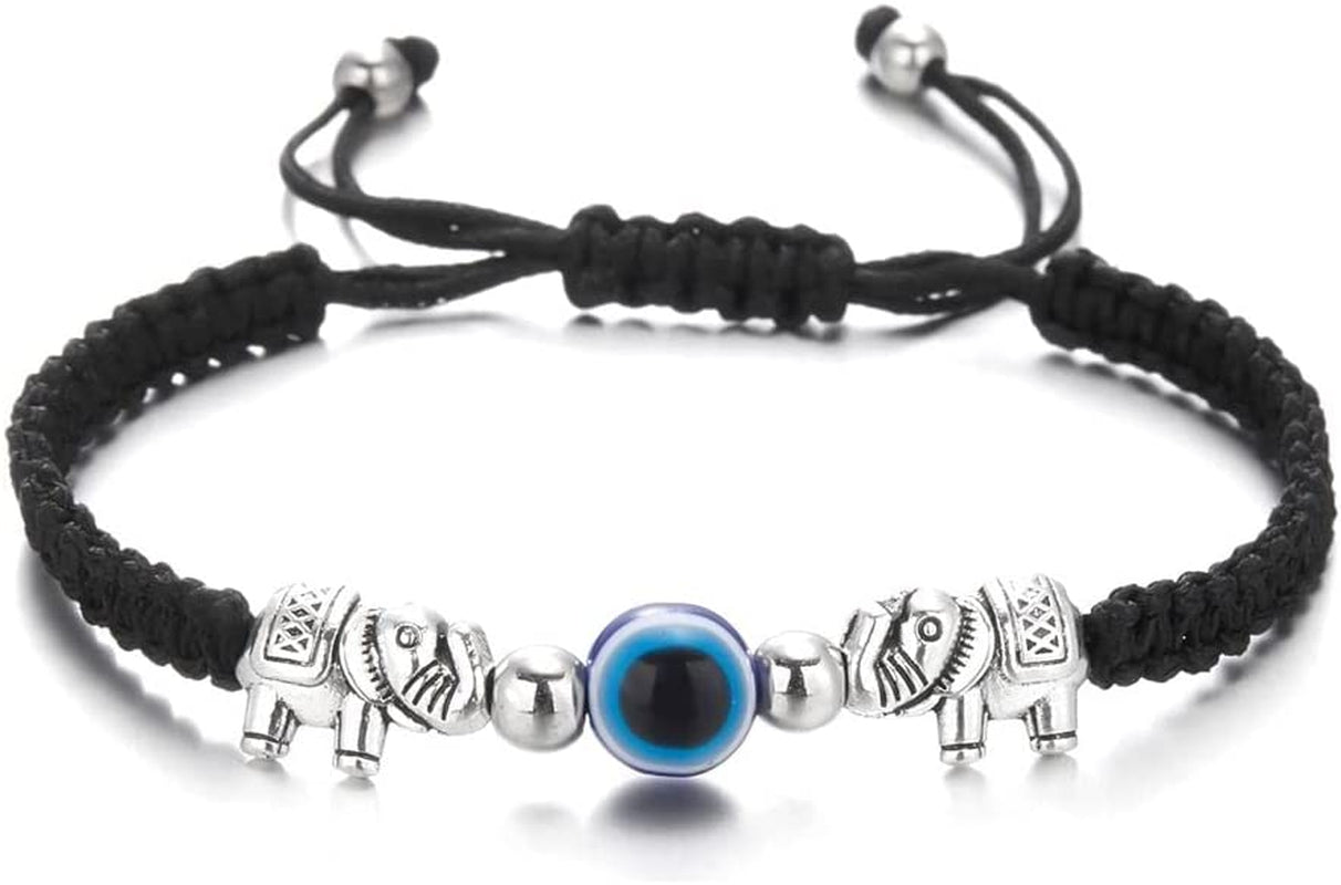 Evil Eye Pendant Bracelet Anklet,Red Blue Black Line Hand Turtle Elephant Pendant Adjustable Braided Bracelet Anklet for Women Men(Elephant,Black) Apparel & Accessories > Jewelry > Anklets generic   