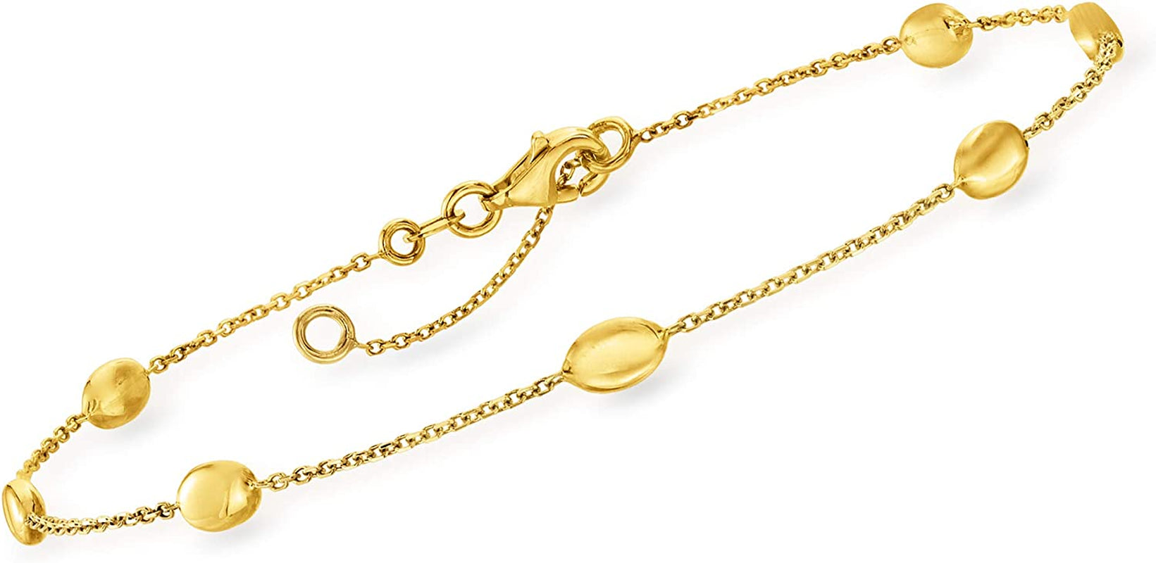 RS Pure by Ross-Simons Italian 14Kt Yellow Gold Oval-Bead Station Anklet. 9 Inches Apparel & Accessories > Jewelry > Anklets Ross-Simons   