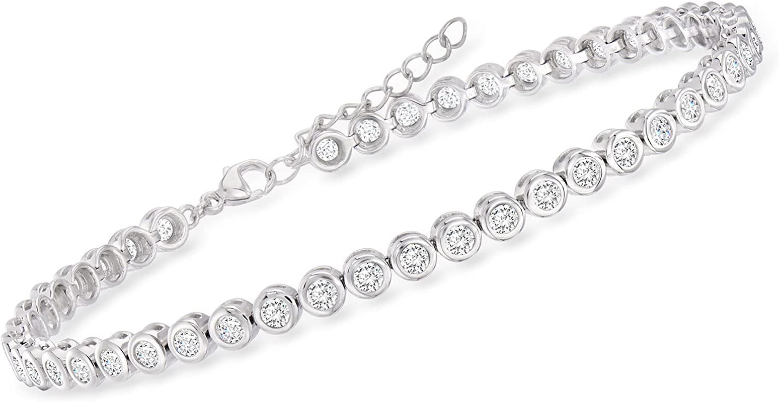 Ross-Simons 4.70 Ct. T.W. CZ Anklet in Sterling Silver. 9 Inches Apparel & Accessories > Jewelry > Anklets Ross-Simons   