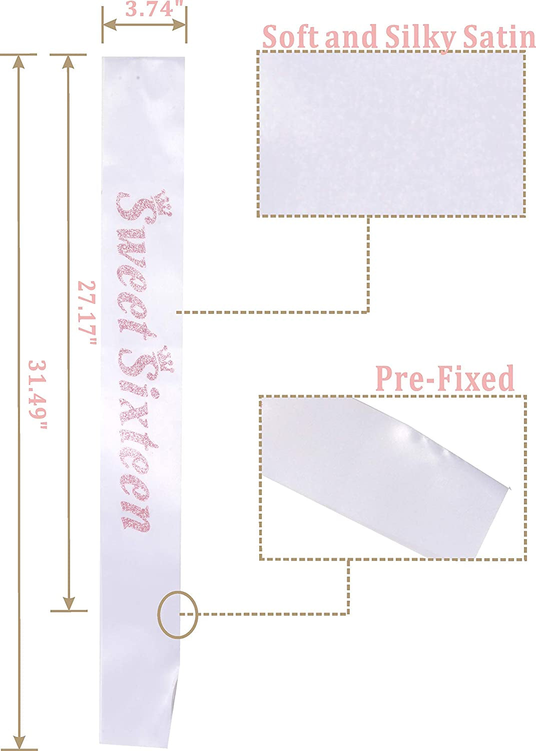 MEANT2TOBE 16Th Birthday Sash and Tiara for Girls - Fabulous Set: Glitter Sash + Basic Rhinestone Pink Premium Metal Tiara, 16Th Birthday Gifts for Sweet 16 Birthday Party Apparel & Accessories > Clothing Accessories > Sashes MEANT2TOBE   