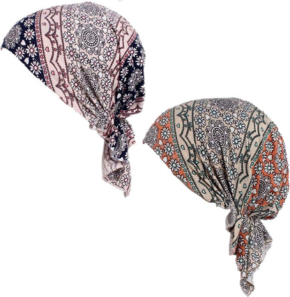 Women'S Comfort Head Scarf Headwear Chemo Beanie Scarves Coverings (2Pcs Pink&Green) Apparel & Accessories > Clothing Accessories > Headwear Hcimooy   