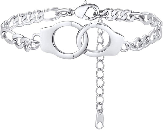 Findchic Handcuff Ankle Bracelets for Women Stainless Steel/18K Gold Plated Ankle Chain Punk Jewelry Apparel & Accessories > Jewelry > Anklets FindChic 1.handcuff & stainless steel