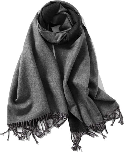 Jeelow Winter Pashmina Blanket Scarfs Shawls Wraps Open Front Poncho Cape for Women Wedding Evening Dresses Apparel & Accessories > Clothing Accessories > Scarves & Shawls Jeelow Black & Grey  