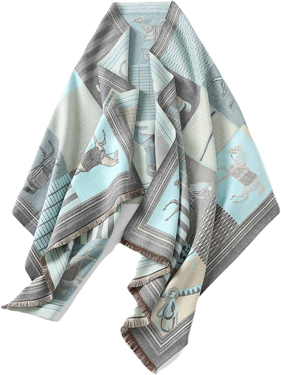 Jeelow Winter Pashmina Blanket Scarfs Shawls Wraps Open Front Poncho Cape for Women Wedding Evening Dresses Apparel & Accessories > Clothing Accessories > Scarves & Shawls Jeelow England Grey  