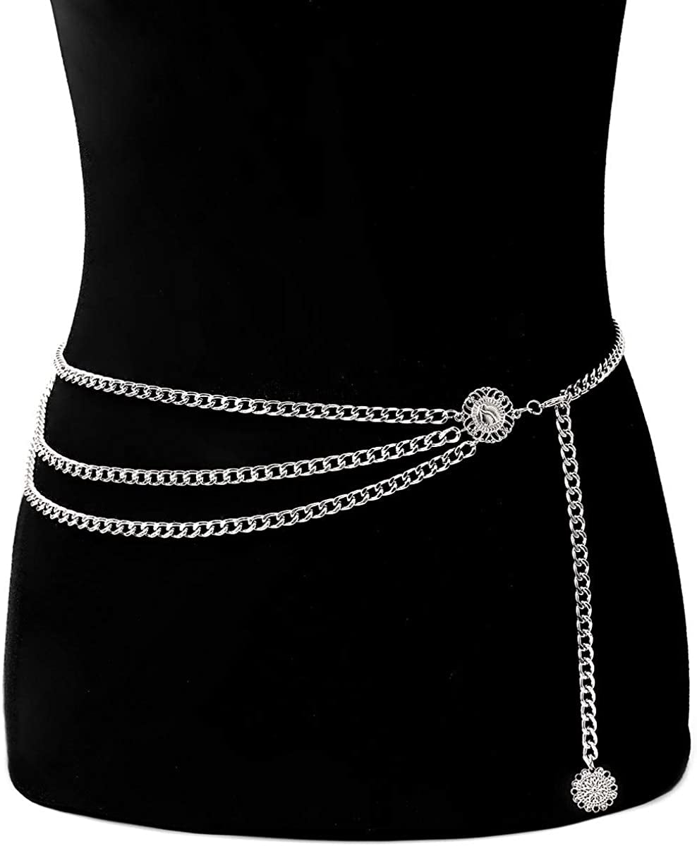 Glamorstar Multilayer Metal Waist Chain Dress Belts Metal Belt for Women Apparel & Accessories > Clothing Accessories > Belts Glamorstar   