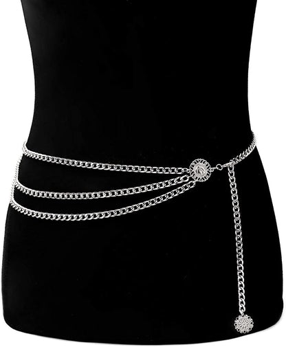Glamorstar Multilayer Metal Waist Chain Dress Belts Metal Belt for Women Apparel & Accessories > Clothing Accessories > Belts Glamorstar   
