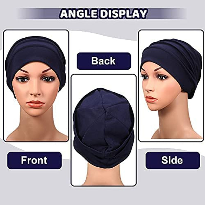 Syhood 5 Pieces Women Turban Soft Sleep Cap Skull Cap Slouchy Beanie Bonnet Hat Women for Sleeping Hair Loss Apparel & Accessories > Clothing Accessories > Headwear Syhood   