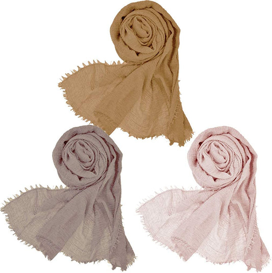 Wobe 3Pcs Women Soft Cotton Hemp Scarf Shawl Long Scarves, Travel Sunscreen Apparel & Accessories > Clothing Accessories > Scarves & Shawls Wobe Mixed 3 Color F  