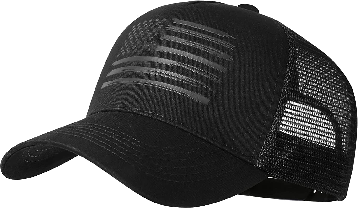 VIONLAN Baseball Cap American Flag Trucker Hat for Men Women 3D Embossed Logo Adjustable Outdoor Mesh Snapback Hat Apparel & Accessories > Clothing Accessories > Hats VIONLAN Black/Black Flag  