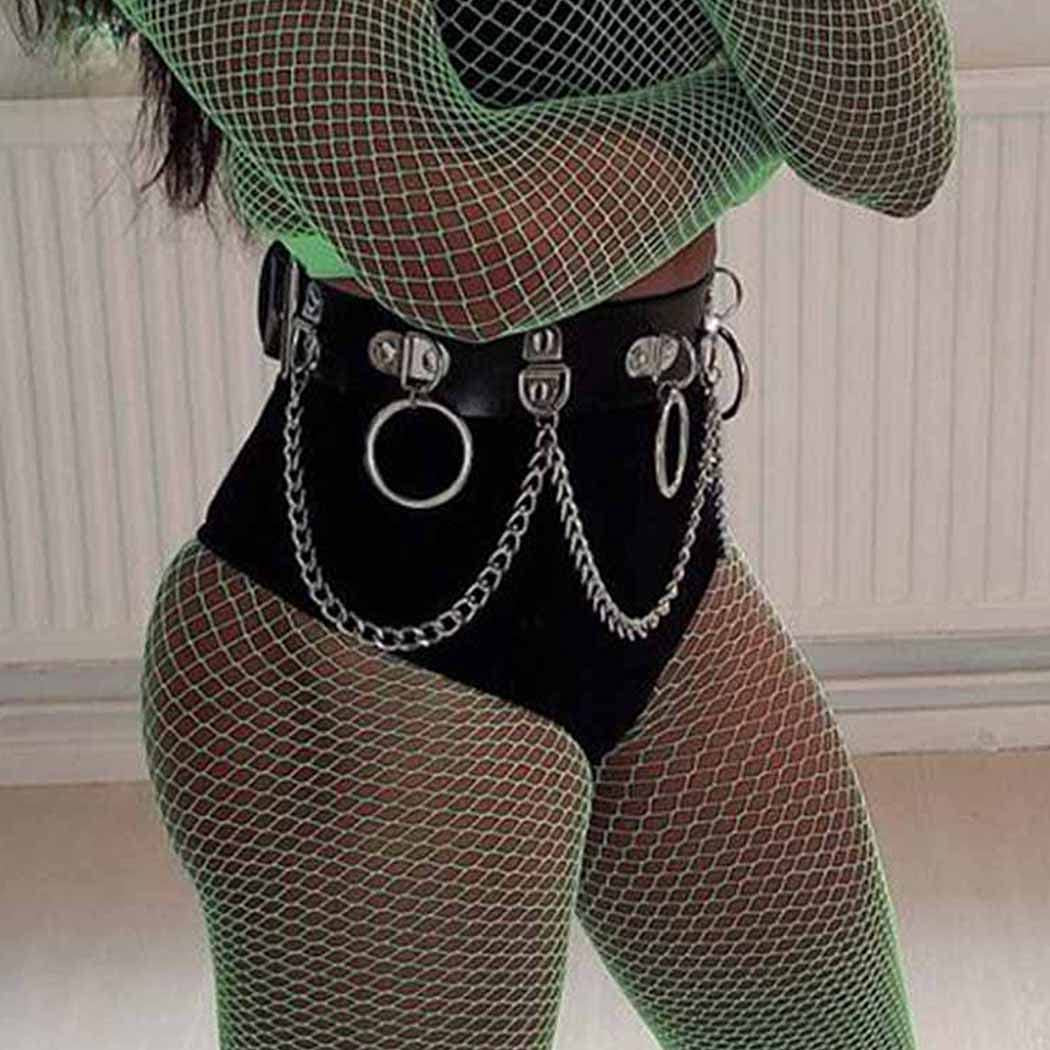 Victray Punk Waist Chain Belt Leather Body Chains Rave Body Jewelry Accessories for Women and Girls (Black) Apparel & Accessories > Jewelry > Body Jewelry Victray   