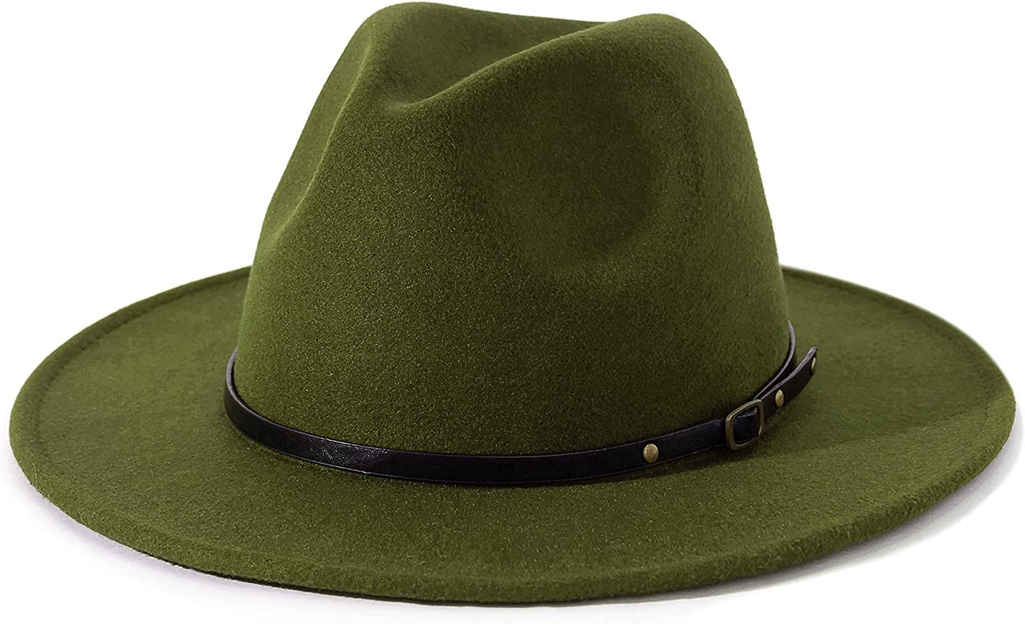 Lisianthus Women Belt Buckle Fedora Hat Apparel & Accessories > Clothing Accessories > Hats Lisianthus Olive-green  
