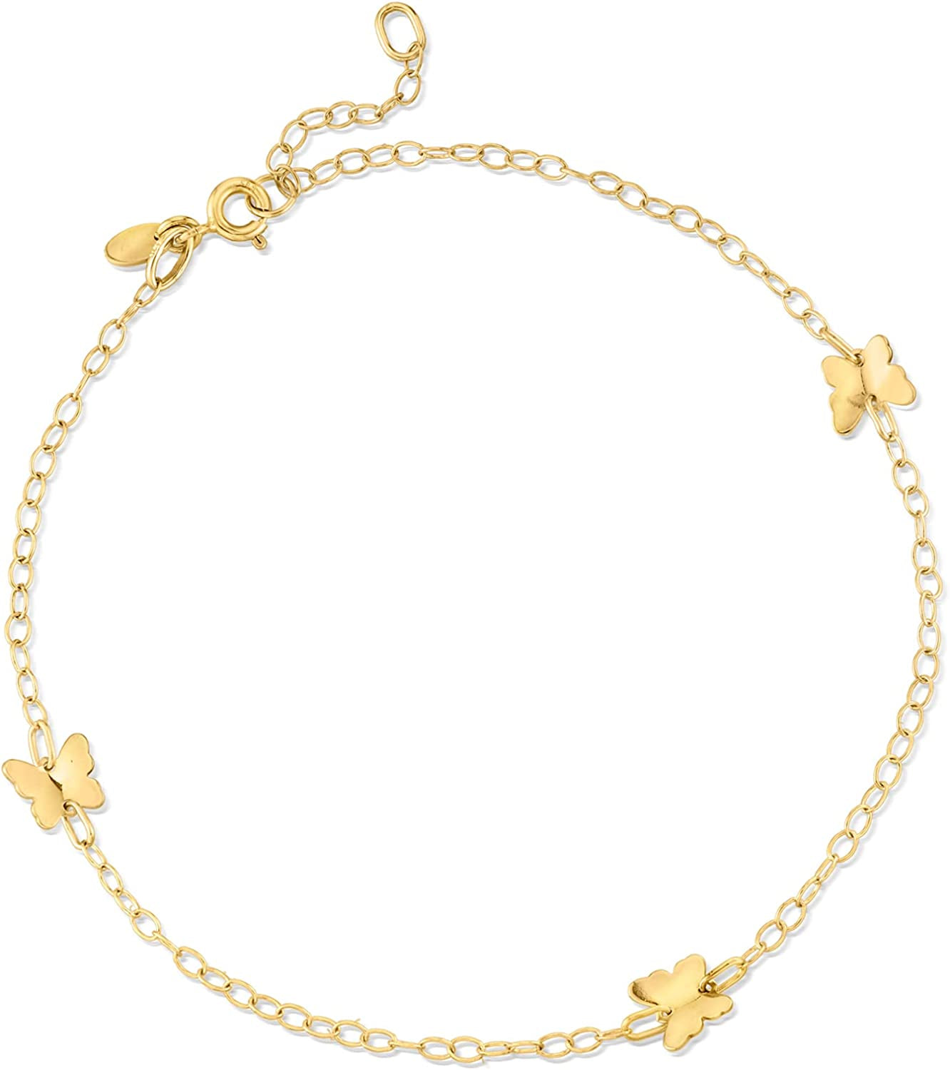 Ross-Simons Italian 14Kt Yellow Gold Butterfly Station Anklet. 9 Inches Apparel & Accessories > Jewelry > Anklets Ross-Simons   