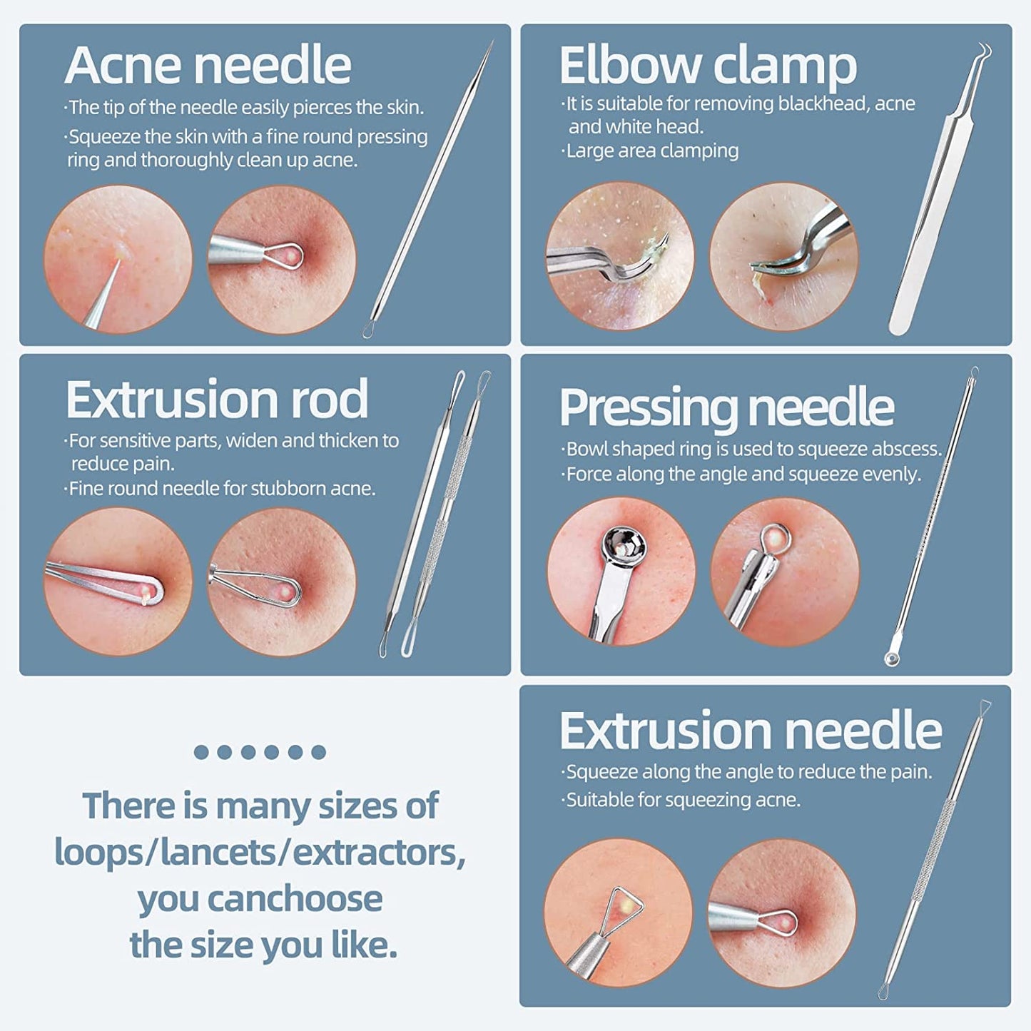 JPNK Blackhead Remover Tool Comedones Extractor Acne Removal Kit for Blemish, Whitehead Popping, 6 Pcs Zit Removing for Nose Face Tools with a Leather Bag Health & Beauty > Personal Care > Cosmetics > Cosmetic Tools > Skin Care Tools JPNK   