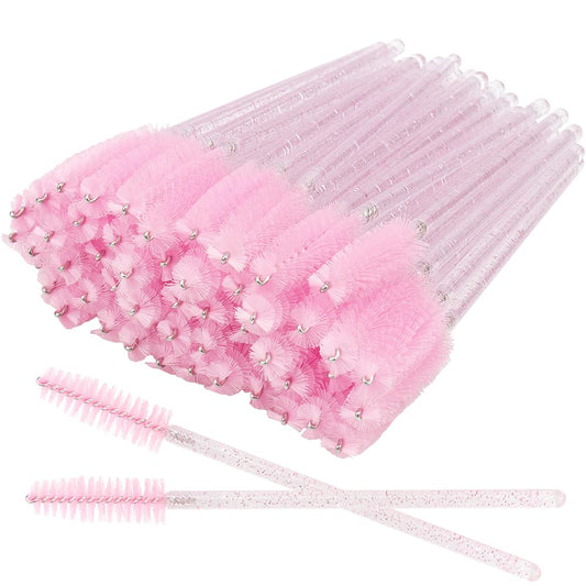 Mekupeu 300 Pack Mascara Wands Disposable Eyelash Brushes for Extensionss Eye Lash Applicator Makeup Tool Kit, Crystal Light Pink/Pink Health & Beauty > Personal Care > Cosmetics > Cosmetic Tools > Makeup Tools Mekupeu   