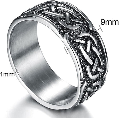 9Mm Vintage Stainless Steel Celtic Knot Ring Biker Cocktail Party