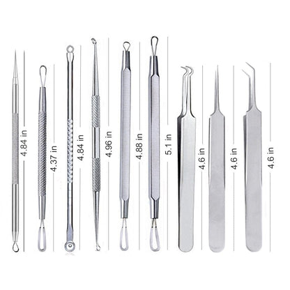 9Pcs Blackhead Remover Tool Kit, Aooher Professional Pimple Comedone Extractor Instrument Tool Set for for Pimples, Blackheads, Zit Removing, Forehead,Facial and Nose Health & Beauty > Personal Care > Cosmetics > Cosmetic Tools > Skin Care Tools Aooher   