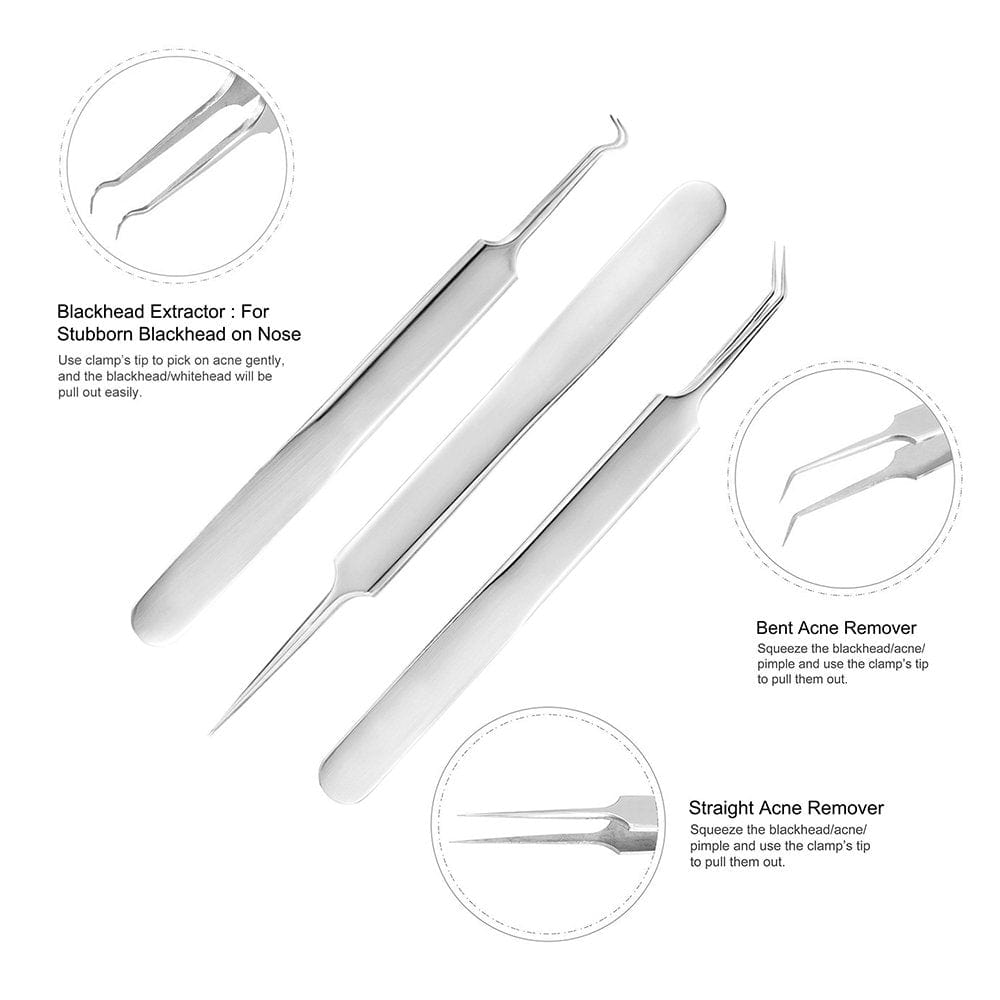 9Pcs Blackhead Remover Tool Kit, Aooher Professional Pimple Comedone Extractor Instrument Tool Set for for Pimples, Blackheads, Zit Removing, Forehead,Facial and Nose Health & Beauty > Personal Care > Cosmetics > Cosmetic Tools > Skin Care Tools Aooher   