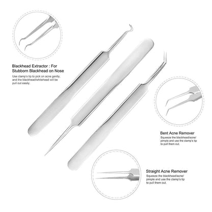 9Pcs Blackhead Remover Tool Kit, Aooher Professional Pimple Comedone Extractor Instrument Tool Set for for Pimples, Blackheads, Zit Removing, Forehead,Facial and Nose Health & Beauty > Personal Care > Cosmetics > Cosmetic Tools > Skin Care Tools Aooher   