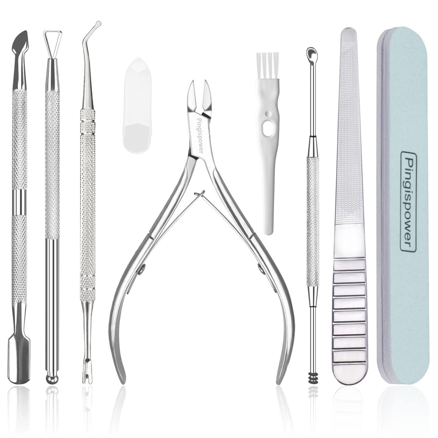 9PCS Cuticle Trimmer with Cuticle Pusher Set, Pingispower Professional Cuticle Nippers Cuticle Cutter and Cuticle Remover Tool, Premium Stainless Steel Cuticle Scissors Care Kit for Nails Health & Beauty > Personal Care > Cosmetics > Cosmetic Tools > Nail Tools Pingispower   