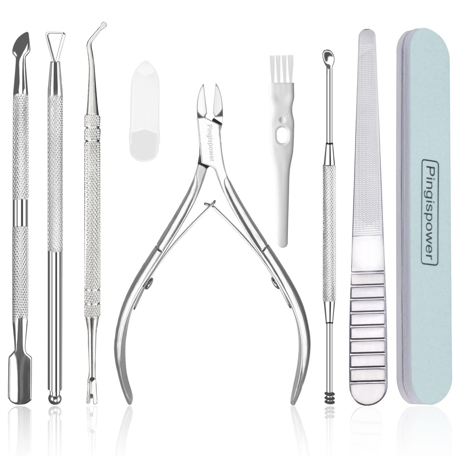9PCS Cuticle Trimmer with Cuticle Pusher Set, Pingispower Professional Cuticle Nippers Cuticle Cutter and Cuticle Remover Tool, Premium Stainless Steel Cuticle Scissors Care Kit for Nails Health & Beauty > Personal Care > Cosmetics > Cosmetic Tools > Nail Tools Pingispower   