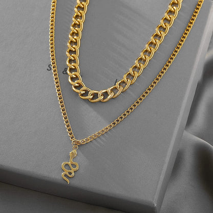 9PCS Gold Layered Chain Necklace for Women Girls, Gold Necklace Set,Y Pendant Necklaces, Pearl Choker Necklace, Chunky Dainty Y2K Goth Lock Coin Butterfly Snake Sun Link Choker Necklace Gold Plated Jewelry