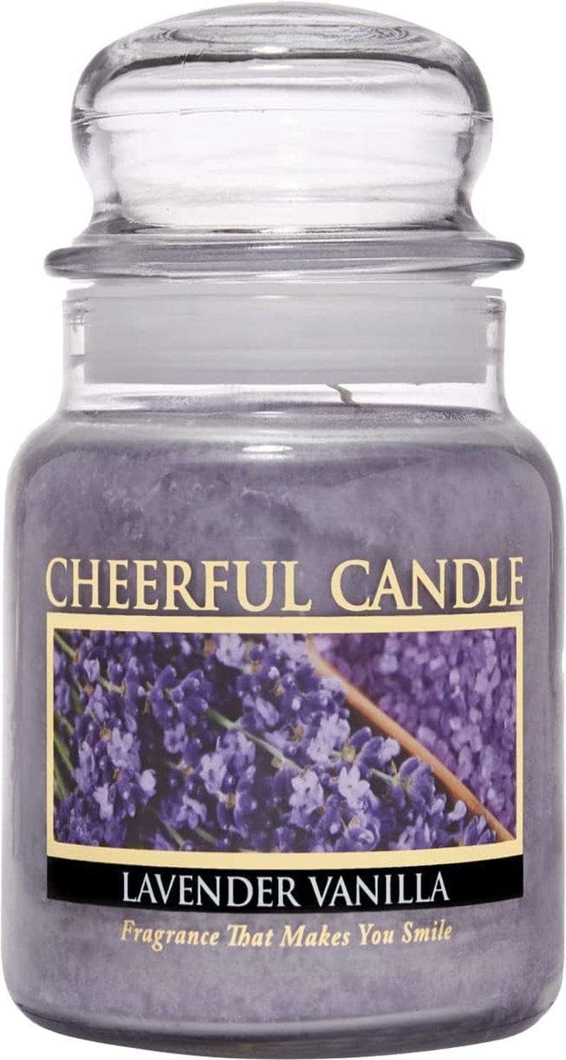 A Cheerful Giver - Lavender Vanilla Scented Glass Jar Candle (24 Oz) with Lid & True to Life Fragrance Made in USA 6Oz