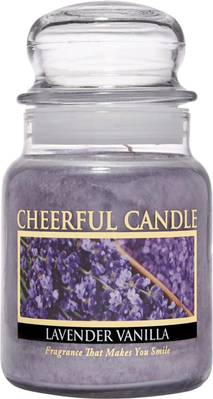 A Cheerful Giver - Lavender Vanilla Scented Glass Jar Candle (24 Oz) with Lid & True to Life Fragrance Made in USA 6Oz